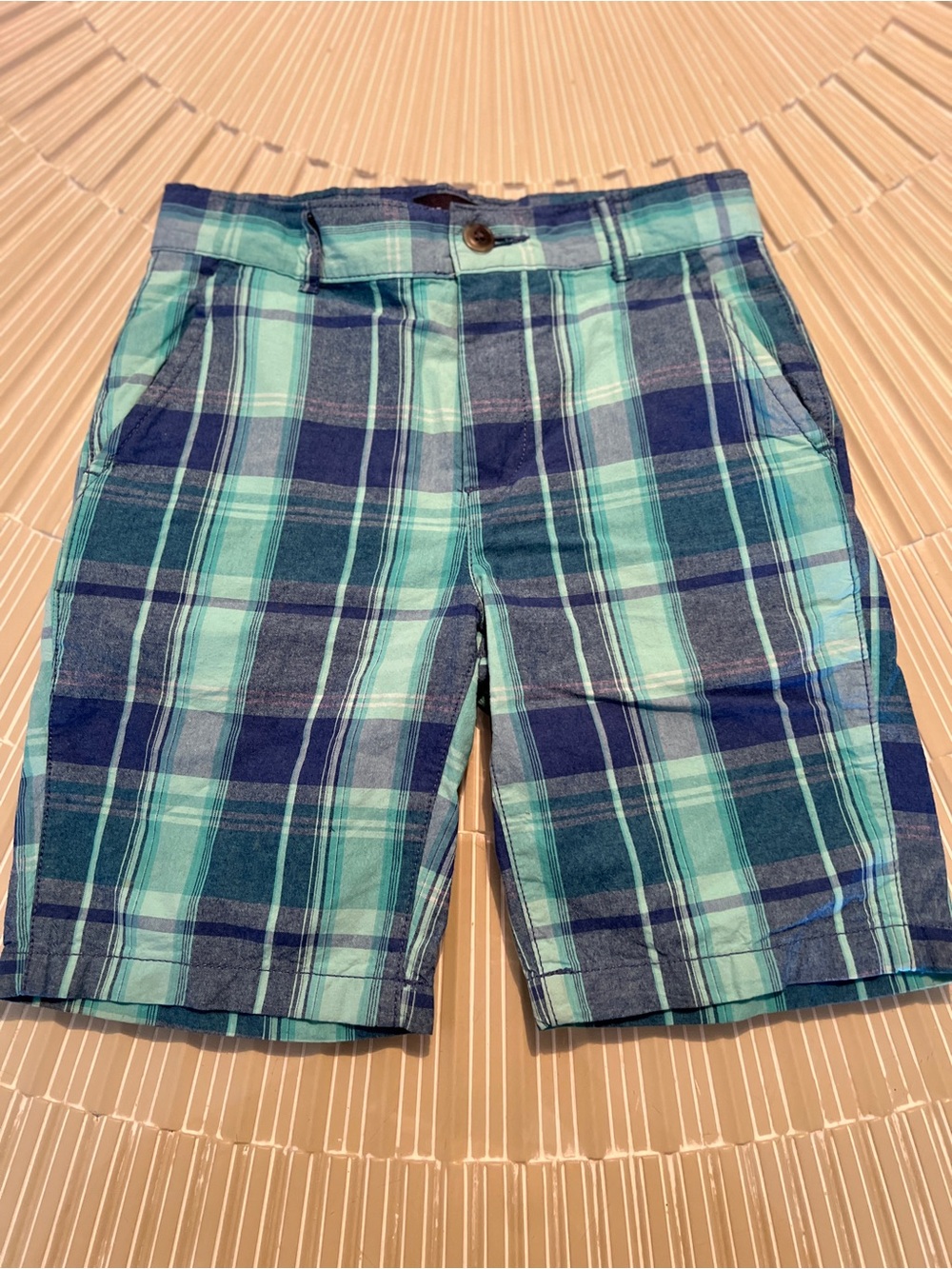 Place Boys Plaid Shorts - Navy & Teal